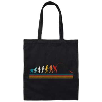 Vintage Fishing Evolution Of Man, Retro Fisherman Canvas Tote Bag