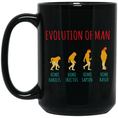 Evolution Of Man, Work From Home, Homeoffice Job, Self Employee, Funny Vintage Black Mug