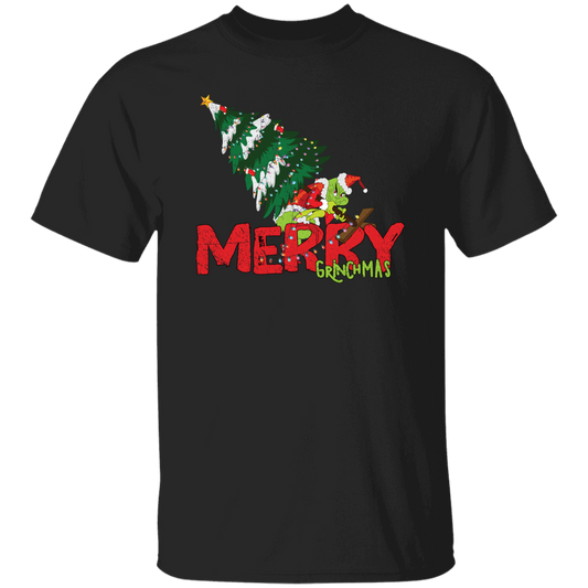 Merry Grinchmas, Merry Christmas, Grinch With Xmas Tree Unisex T-Shirt