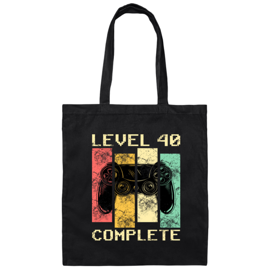 Level 40 Complete 40 Years Old Forty Birthday Gift Canvas Tote Bag