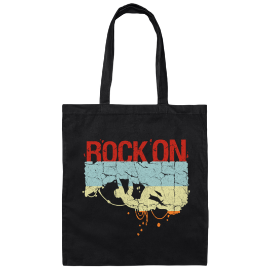 Rock On, Love Rock Gift, Best Retro Rock, Climb On Retro Rock Gift Canvas Tote Bag