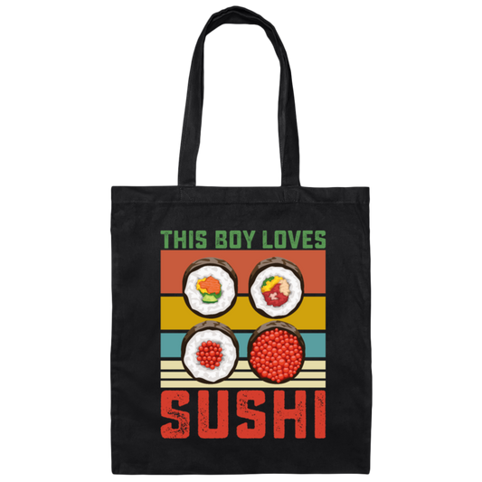 Sushi Lover, Japanese Food Love Gift, Retro Sushi Lover Gift, Best Japanese Canvas Tote Bag