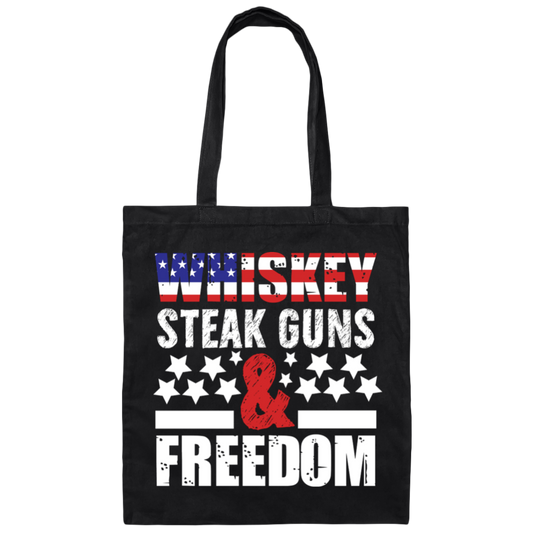 Whiskey Steak Guns And Freedom, American Whiskey Canvas Tote Bag