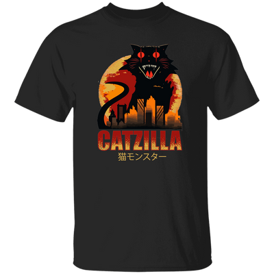 Catzilla In Tokyo City, Horror Cat, Black Cat, Angry Cat Unisex T-Shirt