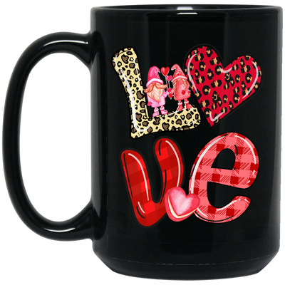 Love Gnome, My Love, Valentine Pattern, Leopard Love, Valentine's Day, Trendy Valentine Black Mug