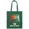 Retro 18th Birthday Gift, Level 18 Unlocked, Play Gaming Lover Canvas Tote Bag