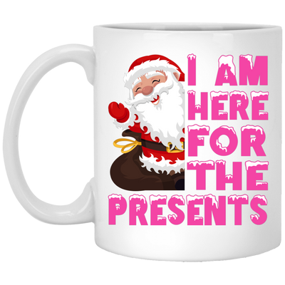 I Am Here For The Presents, Funny Santa Claus, Cute Santa, Merry Christmas, Trendy Chrismas White Mug