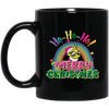 Ho Ho Ho, Grinch Christmas, Rainbow Christmas, Merry Christmas, Trendy Christmas Black Mug