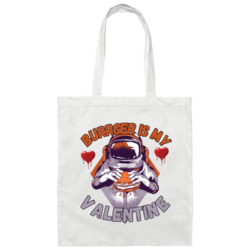 Burger Is My Valentine, Funny Valentine Gift Canvas Tote Bag