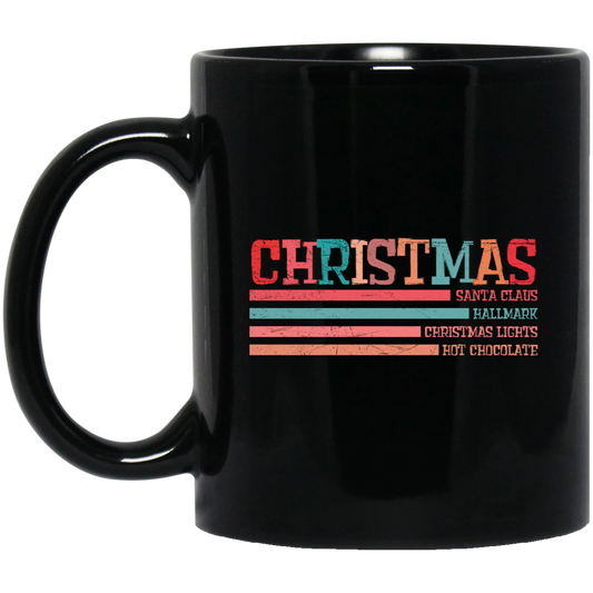 Christmas Vintage Style, Merry Christmas, Trendy Christmas, Santa Claus Black Mug