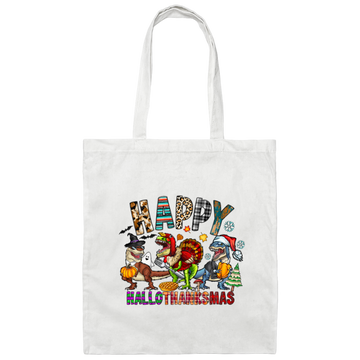 Happy Hallo-Thanks-Mas, Halloween Thanks Giving Christmas, Big Party Canvas Tote Bag