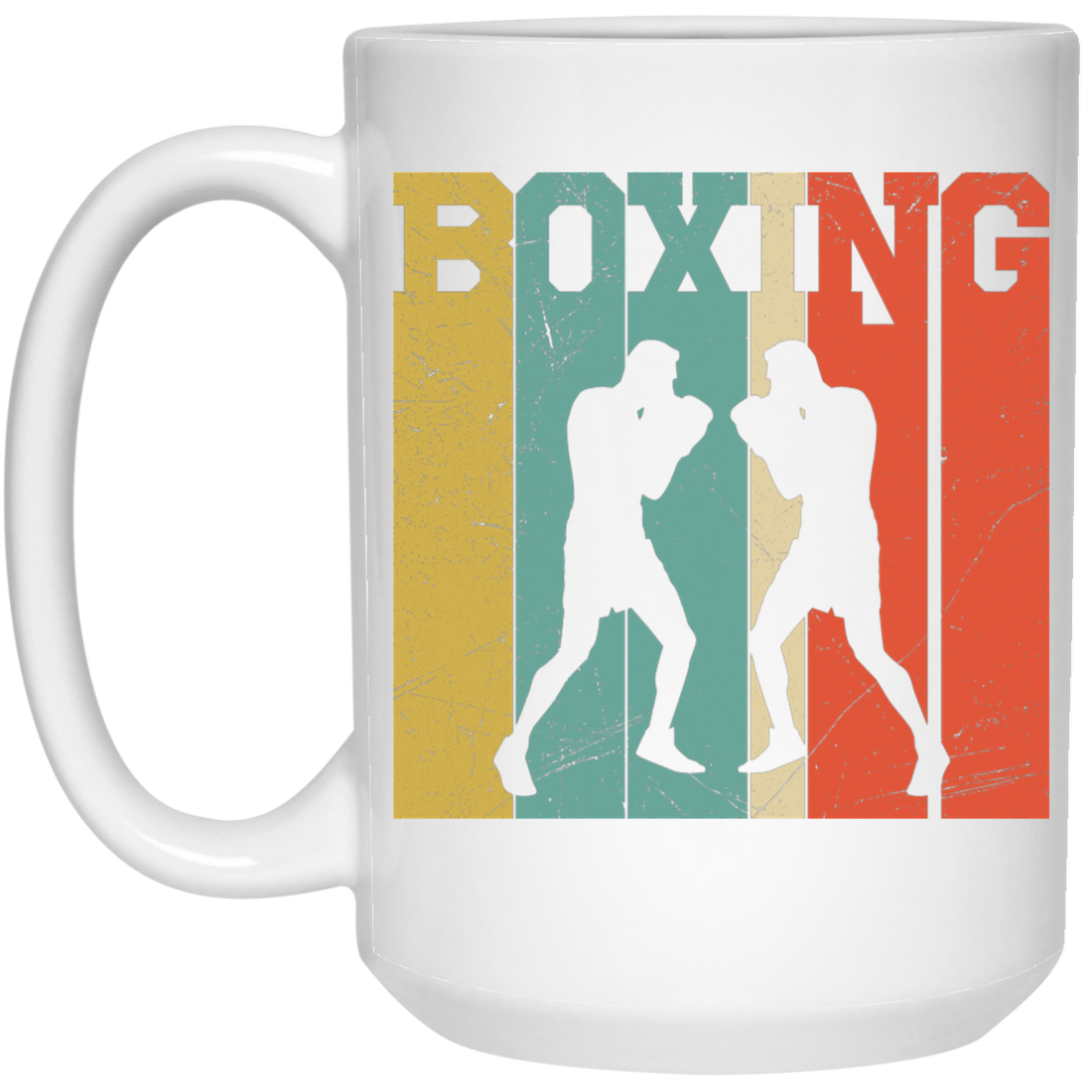 Boxing Lover, Love Boxing, Boxing Silhouette, Retro Boxing White Mug