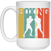 Boxing Lover, Love Boxing, Boxing Silhouette, Retro Boxing White Mug