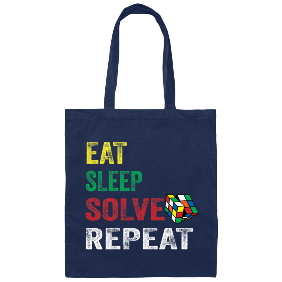 Colorful Cube Math, Retro Solver Melting Rubick Cube Canvas Tote Bag