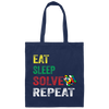 Colorful Cube Math, Retro Solver Melting Rubick Cube Canvas Tote Bag