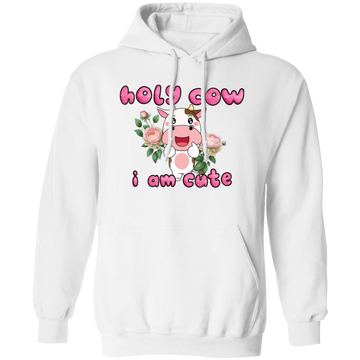 Holy Cow, I Am Cute, Cute Cow, Flower With Cow, Lovely Cow, Merry Christmas, Trendy Chrismas Pullover Hoodie