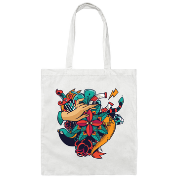 Traditional Tattoo, Awesome Flowers, Sabre, Snake Tattooed Gift Canvas Tote Bag