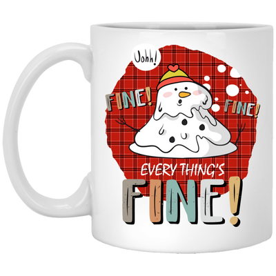 It's Fine, Everythings Fine, Melting Snowman, Plaid Xmas, Merry Christmas, Trendy Christmas White Mug