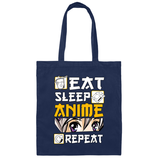 Eat Sleep Anime Repeat Anime Girl Otaku Gift Anime Canvas Tote Bag