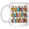 Groovy Thankful, Groovy Grateful, Blessed, Thanksgiving White Mug