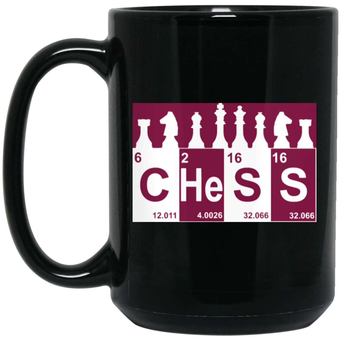 Chess Lover Gift, Chess Periodic Table, Queen Runner, Queen Chess Black Mug