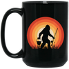 Big Foot Silhouette, Retro Big Foot, Big Foot Fishing Black Mug