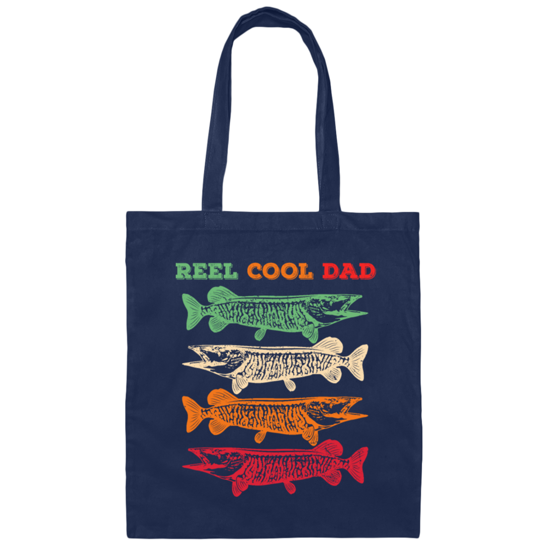 Dad Fishing, Retro Dad Fishing Gift, Reel Cool Dad Canvas Tote Bag