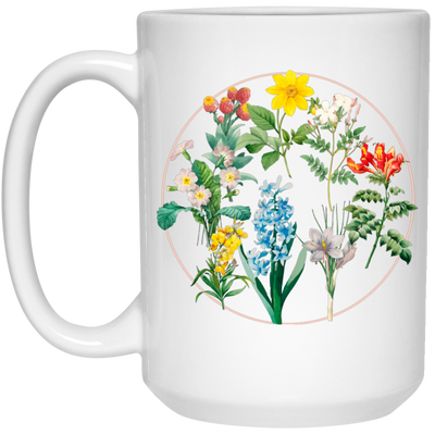 Wild Flowers, Lady Gift, Flowers in A Circle, Love Flowers White Mug