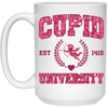 Cupid University, Est 1415, Pink Glitter Cupid, Glitter Valentine, Valentine's Day, Trendy Valentine White Mug