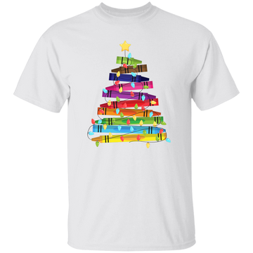 Crayon Xmas Tree, Crayon-mas Tree With Light Line, Merry Christmas, Trendy Christmas Unisex T-Shirt