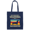 Retro Never Underestimate Grandma With A Dachshund Gift Canvas Tote Bag