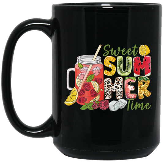 Sweet Summer Time, Summer Vacation, Fresh Summer Black Mug