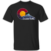 Crested Butte, Colorado With Flag Inspired Scene, Love Colorado Gift Unisex T-Shirt