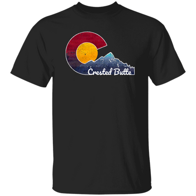 Crested Butte, Colorado With Flag Inspired Scene, Love Colorado Gift Unisex T-Shirt