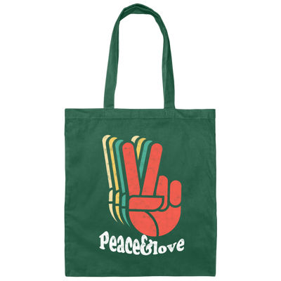 Retro Peace Love 60's 70's Hippie, Vintage Inspired Canvas Tote Bag