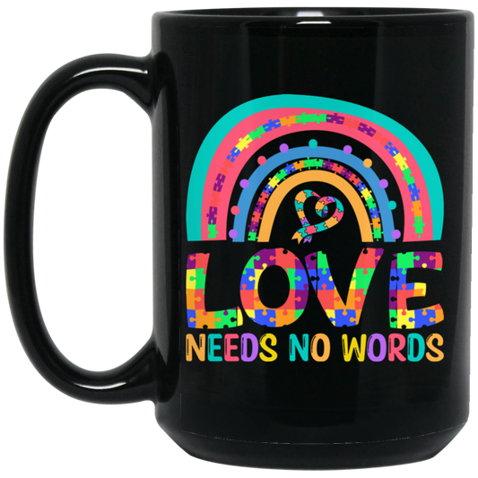 Love Needs No Words, Puzzle Of Love, Pride Month Black Mug