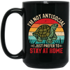 I'm Not Antisocial, I Just Prefer To Stay At Home, Turtle Vintage Black Mug