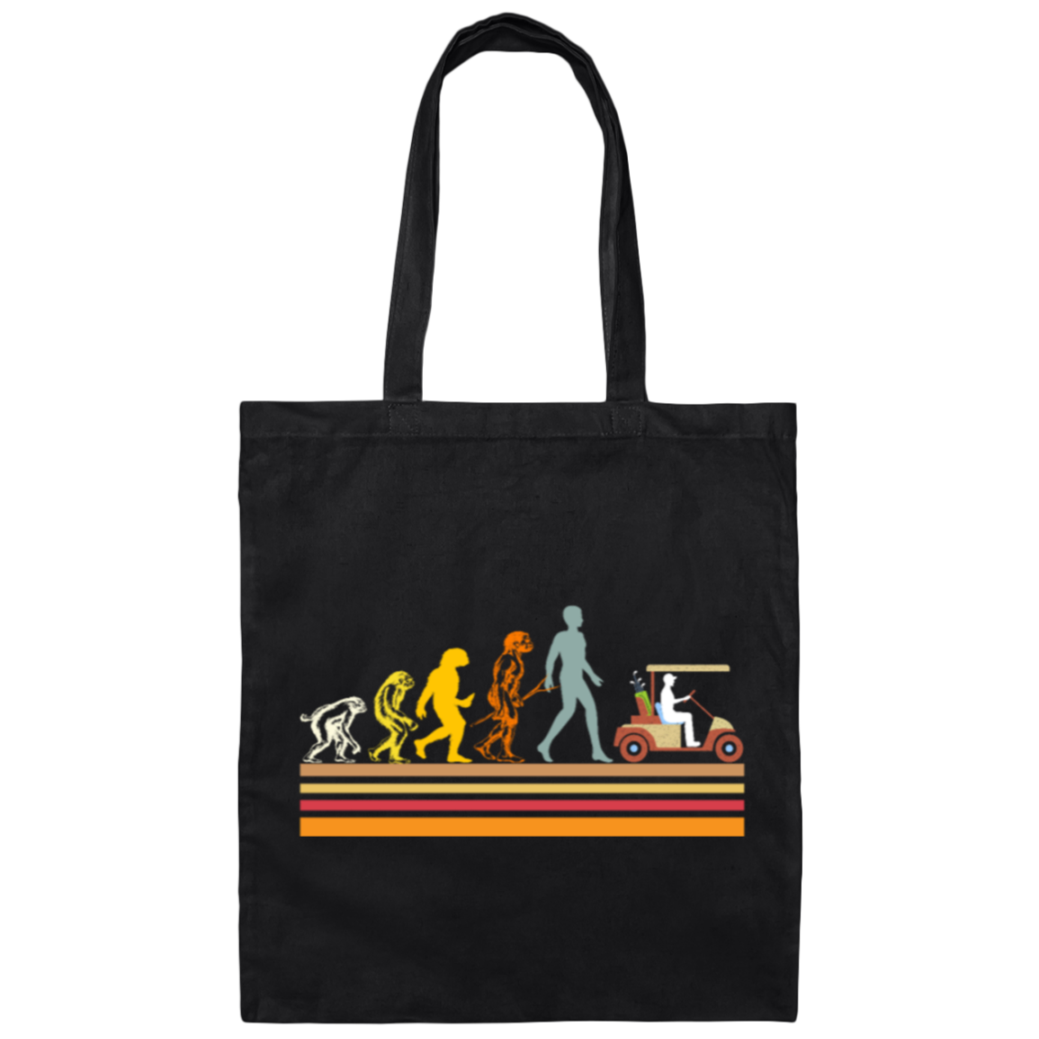 Retro Golf Evolution, Funny Gift For Dad Golf Cart Canvas Tote Bag