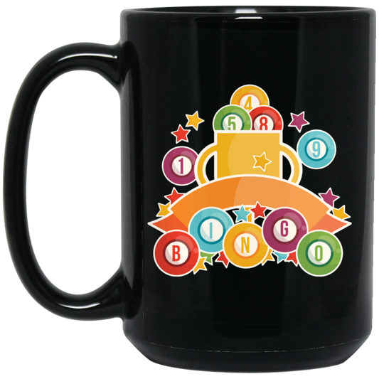 Get The Trophy, Win The Game, Bingo, Bingo Trophy Black Mug