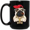 Funny Cartoon Hip Hop Pug Dog, Pug Love Gift, Cool Pug, Rich Pug Black Mug