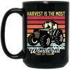 Harvest Is The Most Wondeful Time Of Year, Retro Farmer Black Mug