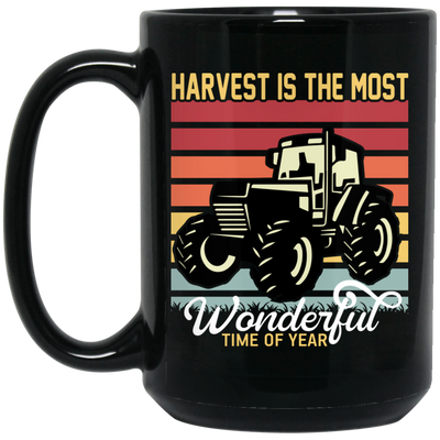 Harvest Is The Most Wondeful Time Of Year, Retro Farmer Black Mug