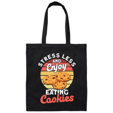 Retro Cookie, Stress Less And Enjoy Cookie, Eating Cookies Canvas Tote Bag