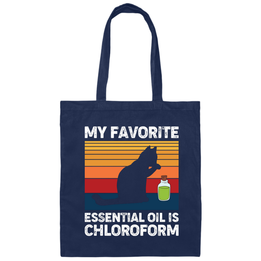 My Favorite Essential Oil Is Chloroform, Retro Cat With Oil Canvas Tote Bag