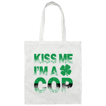 Funny Police American Flag Cop St Patricks Day Canvas Tote Bag