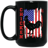 Chicken Silhouette, American Chicken, American Flag Black Mug