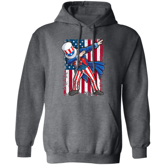 Dabbing Uncle, 4th Of July Gift, Great July 4th, American Flag, US Dabbing Pullover Hoodie