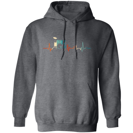 Drummer, Drumsticks, Drumming, Heartbeat Rock Lover, Rocker Vintage Gift Pullover Hoodie