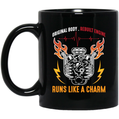 Mechanic Motor Engine, Motorsport Love Gift, Runs Like A Charm Black Mug