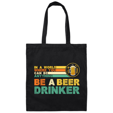 Retro Beer Lover, Be A Beer Drinker, Retro Drunk, Love Beer Vintage Canvas Tote Bag